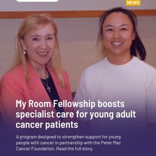 Young people with cancer now have access to more specialised care. A new program at Peter Mac, made possible by @myroomccc , is helping transform outcomes for patients aged 15–25. A group with their own unique challenges. The My Room Adolescent and Young Adult Cancer Fellowship is providing dedicated training for oncologists to better support this age group. We’re proud to partner with My Room, whose unwavering commitment ensures every young person has a fighting chance. Read more via the link in bio