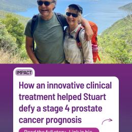 “Don’t wait for the signs. I didn’t have any, and other men have said exactly the same thing to me.” This Men’s Health Week, we share Stuart’s prostate cancer journey. Although he’d had no symptoms and had lived a healthy life, Stuart’s world was turned upside down when a standard men’s health check led to a Stage 4 prostate cancer diagnosis. The outlook was dire. After about a year of hormone therapy and chemotherapy, Stuart was running out of options. Fortunately, a pioneering new clinical treatment program at Peter Mac gave Stuart renewed hope and more time. These days, Stuart lives a healthy and happy life filled with gratitude. He encourages other men to undertake their annual health checks, and to seek support during their cancer journeys. “We need to talk about it. If I held everything in, I’d be no good to myself or my family.” Read Stuart’s story at the link in bio.