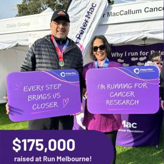 THANK YOU to our incredible @runmelbourne community! 💜 An incredible 1,494 fundraisers laced up, showed up and made every step count. Together, you've helped raise more than $175,000 so far in support of Peter Mac and life-saving cancer research and care. Thanks to your amazing support, Peter Mac Foundation was also the leading charity at Run Melbourne. A special thank you to @oolioau o for returning as our Match Day Giving Partner and helping make an even bigger impact. Fundraising is still open, so there's still time to support our incredible community and help fund tomorrow's kinder treatments, better care and new discoveries. Thank you for being part of it. @petermaccancercentre