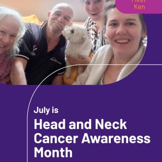 July is Head and Neck Cancer Awareness Month. Head and neck cancers are a broad range of cancers that develop in the mouth, lips, throat, nose, sinuses and saliva glands. Ken was diagnosed with head and neck cancer in his throat, and successfully treated. However, he still lives many side effects, including a dry throat that he describes as like “having a cactus in his mouth.” And he does not enjoy the simple pleasure of eating like he used to . “I pine for the day I feel hungry again.” By supporting Peter Mac, you support research advances into new and improved treatments that both save lives and leave fewer scars for people with cancer, including head and neck cancers. Read more about Ken’s journey with a head and neck cancer at the link in bio.